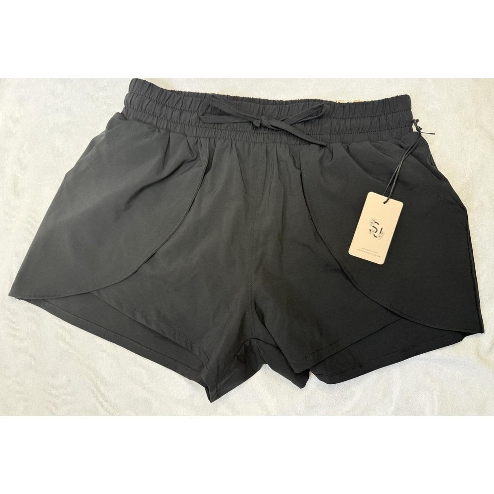 NWT Sincerely Jules Women's Sz S Black Pocketed Lined Pull On Athletic shorts